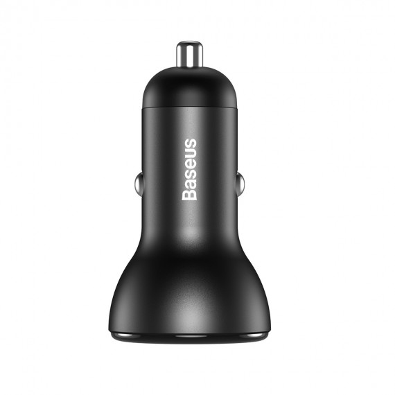 Car charger Baseus with display, 2x USB, 4.8A, 24W (gray)