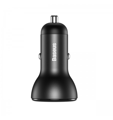 Car charger Baseus with display, 2x USB, 4.8A, 24W (gray)