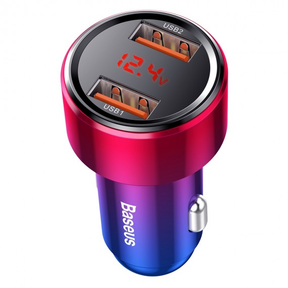 Car Charger Baseus Magic 2x USB QC 3.0 45W (red & blue)