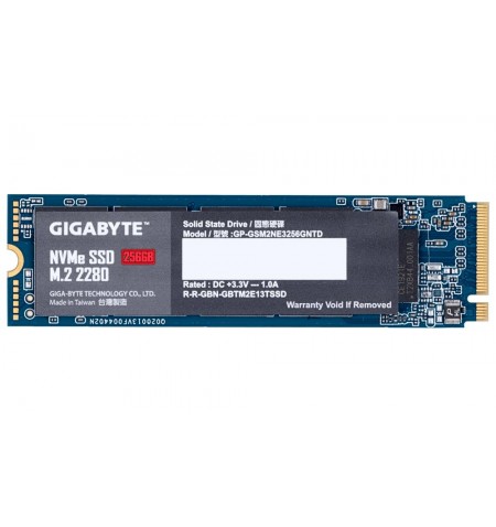 SSD|GIGABYTE|256GB|M.2|PCIE|NVMe|Write speed 1100 MBytes/sec|Read speed 1700 MBytes/sec|2.3mm|TBW 300 TB|MTBF 1500000 hours|GP-G