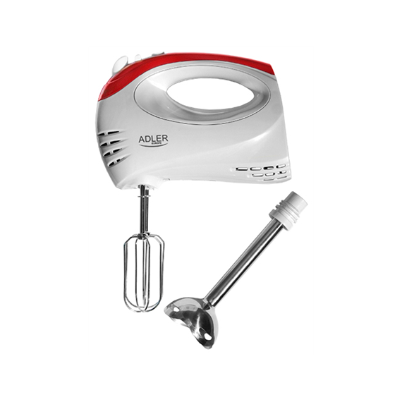 Adler Mixer AD 4212 Hand Mixer, 300 W, Number of speeds 5, Turbo mode, White