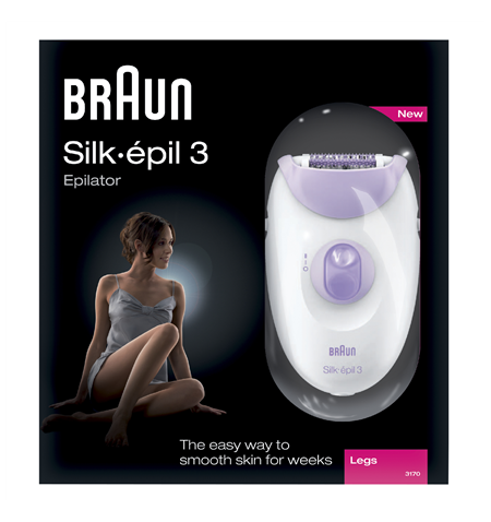 Braun Epilator Silk-Epil 3 SE3170 L Number of power levels 2, White/Purple