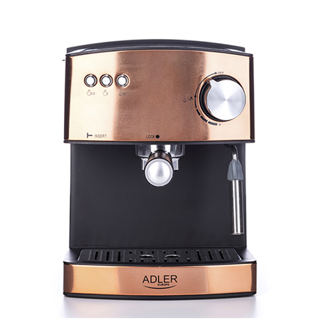 Adler Espresso coffee machine  AD 4404cr Pump pressure 15 bar, Built-in milk frother, Semi-automatic, 850 W, Cooper/ black
