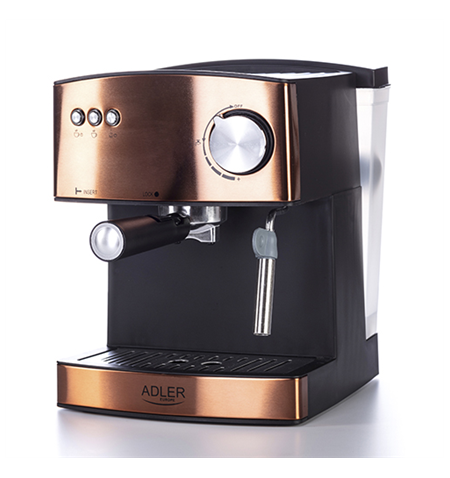 Adler Espresso coffee machine  AD 4404cr Pump pressure 15 bar, Built-in milk frother, Semi-automatic, 850 W, Cooper/ black