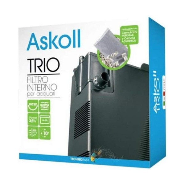Ecost prekė po grąžinimo Askoll 219233 Trio Filtro interjeras akvariumams