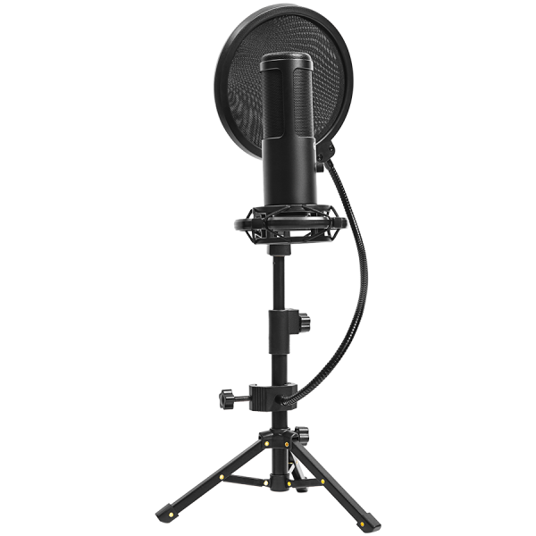 LORGAR Voicer 721, Gaming Microphone, Black, USB condenser microphone with tripod stand, pop filter, including 1 microphone, 1 H