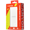 CANYON PB-103 Power bank 10000mAh Li-poly battery, Input 5V/2A, Output 5V/2.1A, with Smart IC, White, USB cable length 0.25m, 12