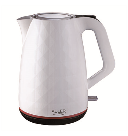 Adler Kettle AD 1277 Standard, Plastic, White, 2200 W, 360° rotational base, 1.7 L