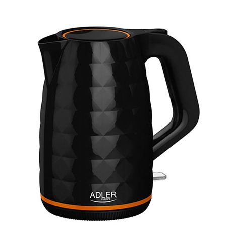 Adler Kettle AD 1277 Standard, Plastic, Black, 2200 W, 360° rotational base, 1.7 L
