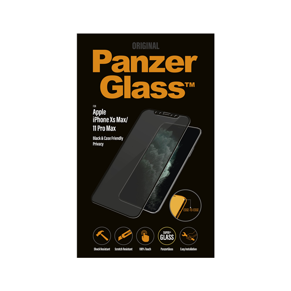 PanzerGlass P2666 Apple, iPhone Xs Max/11 Pro Max, Tempered glass, Black, Case friendly with Privacy filter
