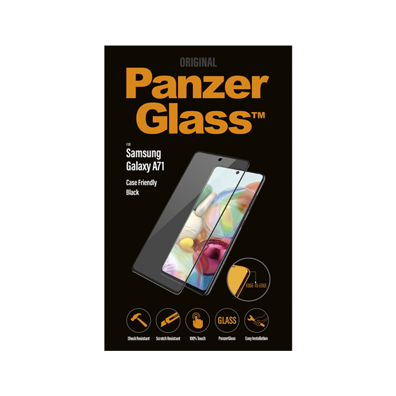 PanzerGlass Screen Protector, Samsung Galaxy A71, Glass, Black/Crystal clear