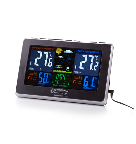 Camry Weather station CR 1174 Black, Colorful digital display, Remote sensor
