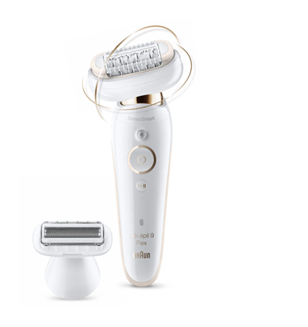 Braun Epilator Silk-epil 9 Flex SES9002 Operating time (max) 40 min, Number of power levels 2, Wet & Dry, White/Gold