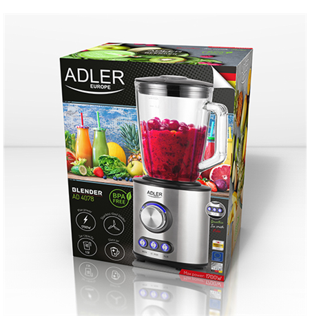 Adler Blender AD 4078 Tabletop, 1700 W, Jar material Glass, Jar capacity 1.5 L, Ice crushing, Stainless steel