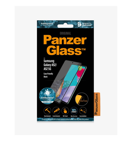 PanzerGlass Samsung, Galaxy A52, Black/Transparent, Antifingerprint screen protector, Case friendly