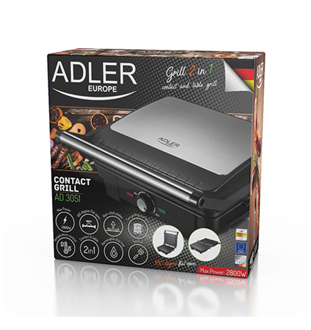 Adler Electric Grill XL AD 3051	 Table, 2800 W, Black/Stainless steel