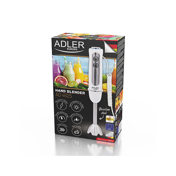 Adler AD 4625w Hand Blender, 1500 W, Number of speeds 5, Turbo mode, White