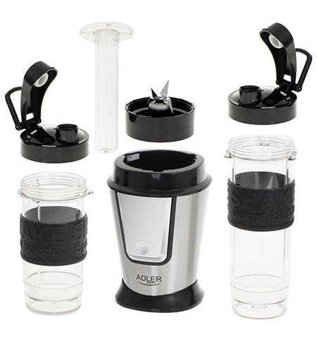 Adler Blender AD 4081 Tabletop, 800 W, Jar material BPA Free Plastic, Jar capacity 0.57 and 0.4 L, Ice crushing, Black/Stainless