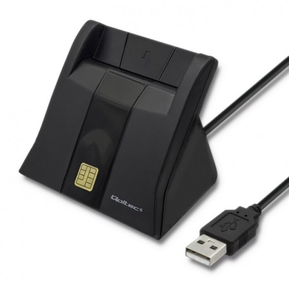 Qoltec 50643 „Smart chip“ asmens tapatybės korteliu skaitytuvas | USB 2.0 | „Plug & Play“