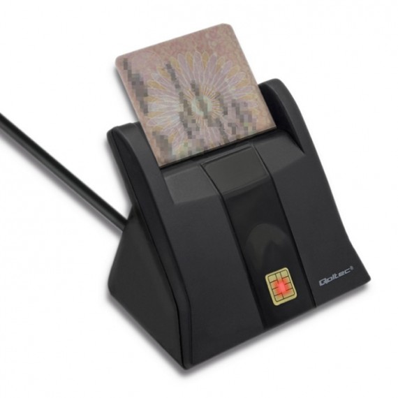 Qoltec 50643 „Smart chip“ asmens tapatybės korteliu skaitytuvas | USB 2.0 | „Plug & Play“