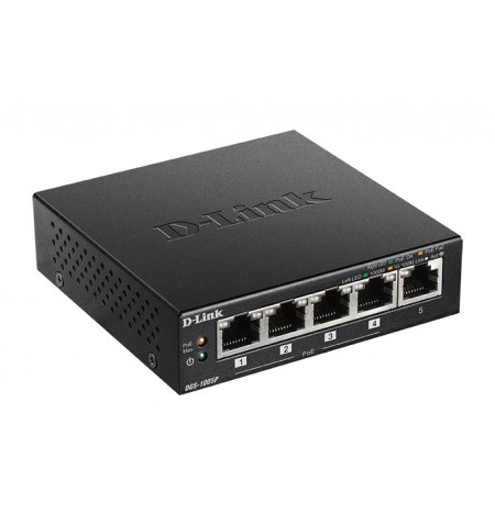 D-Link DGS-1005P tinklo komutatorius Ne-valdomas L2 Gigabit Ethernet (10/100/1000) Maitinimas per Eternetą (PoE) Juoda