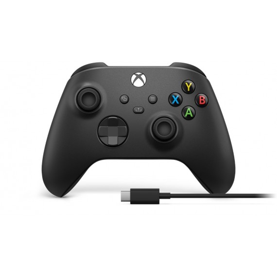 Microsoft Xbox Wireless Controller + USB-C Cable Juoda Žaidimu pultelis Analoginis / skaitmeninis PC, Xbox One, Xbox One S, Xbox