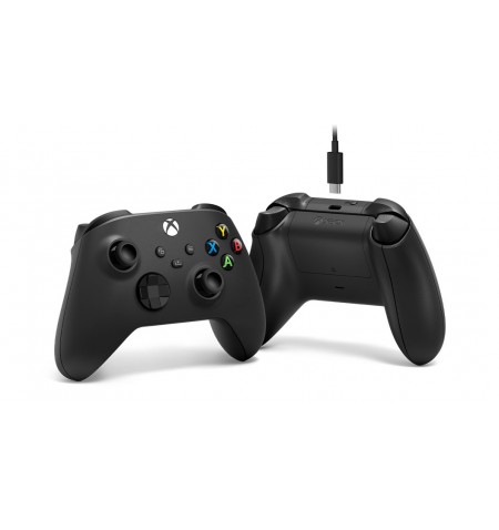 Microsoft Xbox Wireless Controller + USB-C Cable Juoda Žaidimu pultelis Analoginis / skaitmeninis PC, Xbox One, Xbox One S, Xbox