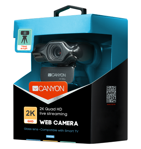 CANYON C6 2k Ultra full HD 3.2Mega webcam with USB2.0 connector, built-in MIC, IC SN5262, Sensor Aptina 0330, viewing angle 80°,