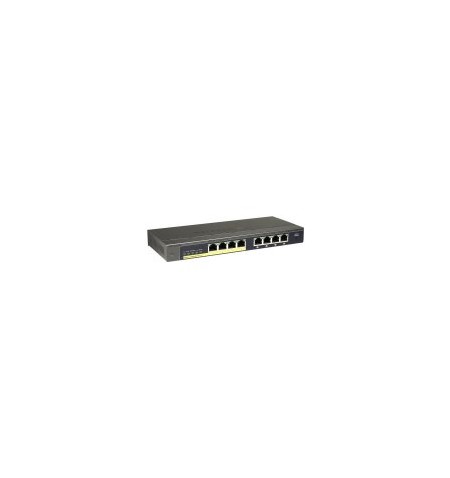 Netgear ProSafe Plus Switch, 8x10/100/1000 RJ45 ports, 4-PoE ports (management via PC utility), 53W PoE budget, 32 VLANs support