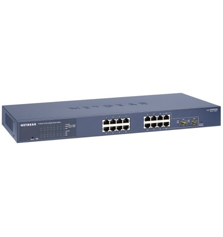 Netgear ProSafe Gigabit Smart Managed PRO Switch, 16x10/100/1000 RJ45 ports, 2 SFP ports, Web GUI, HTTPs,RMON SNMP, 32 static ro