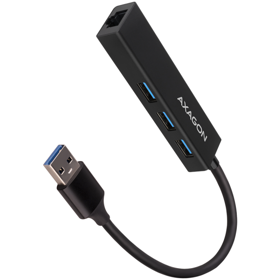 AXAGON HMA-GL3A 3x USB-A + GLAN, USB3.2 Gen 1 hub, metal, 20cm USB-A cable