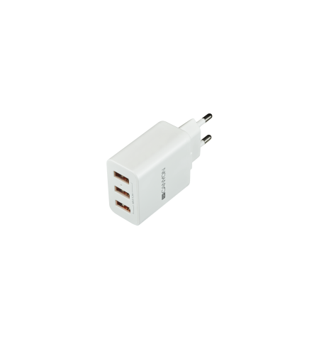 CANYON H-05 Universal 3xUSB AC charger (in wall) with over-voltage protection, Input 100V-240V, Output 5V-4.2A, with Smart IC, w