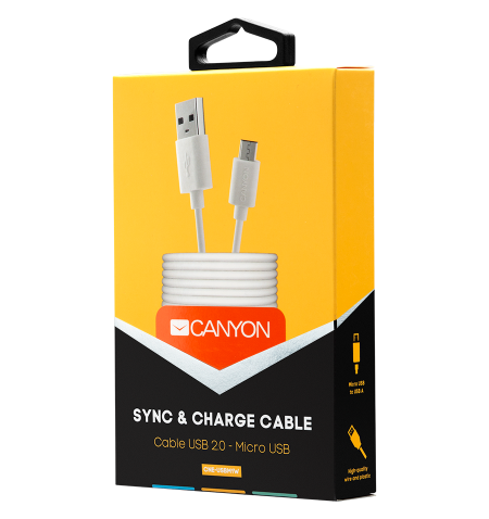 CANYON UM-1 Micro USB cable, 1M, White, 15 8.2 1000mm, 0.018kg