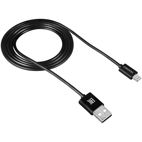 CANYON CFI-1 Lightning USB Cable for Apple, round, cable length 1m, Black, 15.9 7 1000mm, 0.018kg