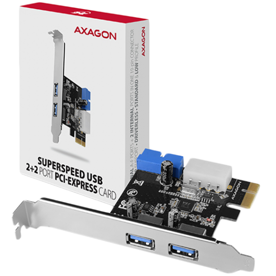 AXAGON PCEU-232VL PCIe Adapter 2+2x USB3.0 UASP VIA + LP