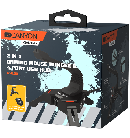 2 in 1 Gaming Mouse Bungee stand and USB 2.0 hub, 4 USB hub, 1.5m mircro to USB braided cable, Weighted design with non-slip gri