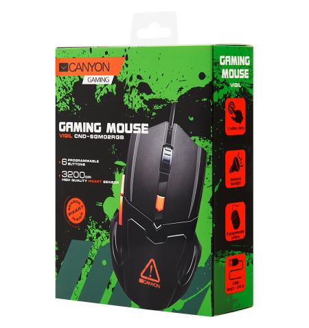 CANYON Vigil GM-2 Optical Gaming Mouse with 6 programmable buttons, Pixart optical sensor, 4 levels of DPI and up to 3200, 3 mil
