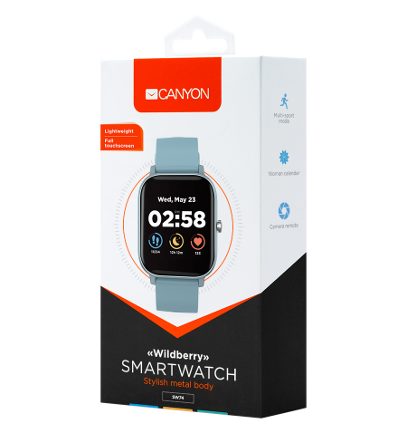 CANYON Wildberry SW-74 Smart watch, 1.3inches TFT full touch screen, Zinc plastic body, IP67 waterproof, multi-sport mode, compa