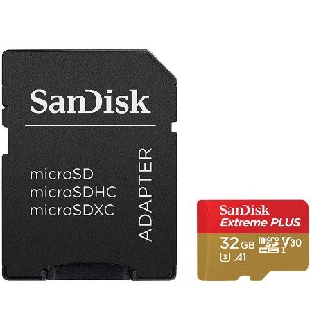 SanDisk Extreme Plus microSDHC 32GB + SD Adapter + Rescue Pro Deluxe 100MB/s A1 C10 V30 UHS-I U3  EAN: 619659155353