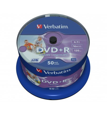 Verbatim DVD+R Wide Inkjet Printable No ID Brand 4,7 GB 50 vnt