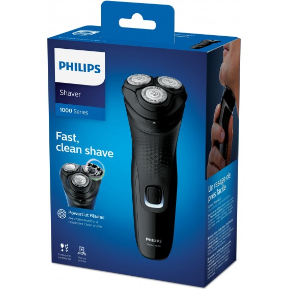 Philips 1000 series „PowerCut“ peil., sauso skutimo elektr. barzdaskutė, 1000 serija