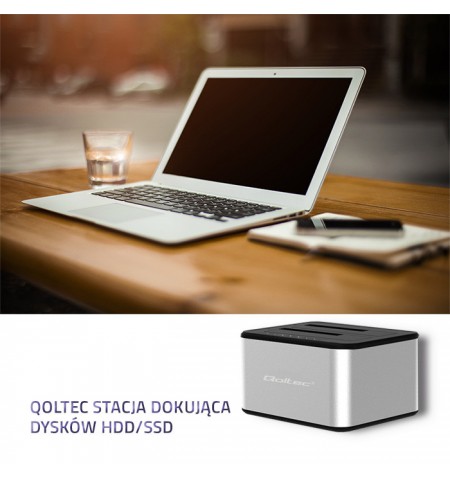 Qoltec 50316 2x HDD / SSD prijungimo stotelė | 2,5  /3,5  SATA | USB 3.0 | Klonavimas