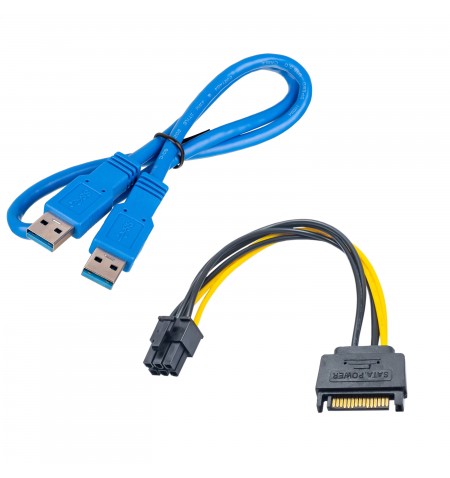 Akyga Riser PCI-E 1x - 16x AK-CA-64 USB 3.0, 6-pin, SATA, 009s Universal Graphic card holder