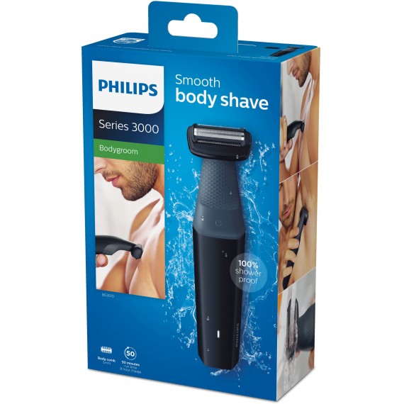 Philips BODYGROOM Series 3000 Odos nedirginanti barzdaskutė, atsparus vandeniui kūno skustuvas