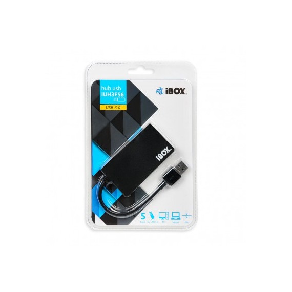iBox IUH3F56 sąsajos šakotuvas USB 3.2 Gen 1 (3.1 Gen 1) Type-A 5000 Mbit/ai Juoda