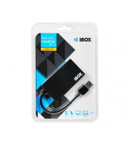 iBox IUH3F56 sąsajos šakotuvas USB 3.2 Gen 1 (3.1 Gen 1) Type-A 5000 Mbit/ai Juoda