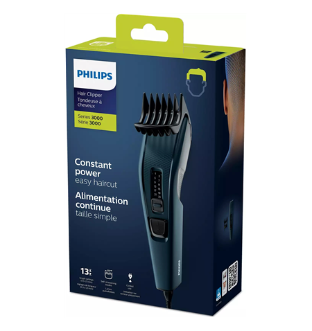 Philips Hair clipper series 3000 HC3505/15 Corded, Number of length steps 13, Step precise 2 mm, Black/Blue