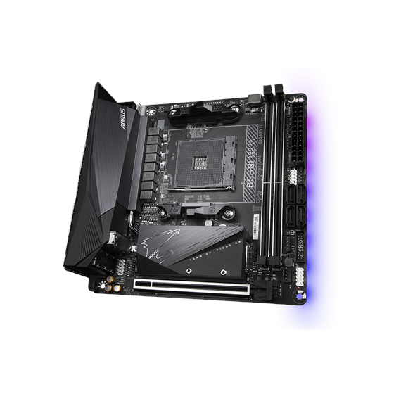 Gigabyte B550I AORUS PRO AX 1.0 Processor family AMD, Processor socket AM4, DDR4 DIMM, Memory slots 2, Chipset AMD B, Mini ITX