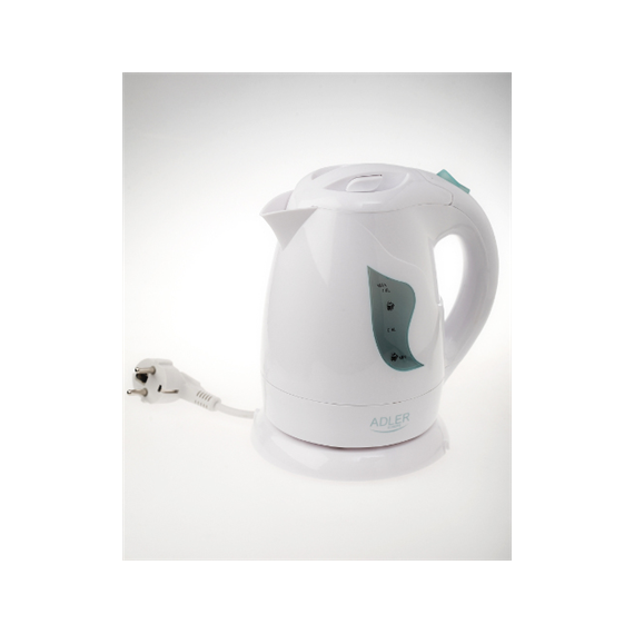 Adler AD 08 Standard kettle, Plastic, White, 850 W, 1 L, 360° rotational base