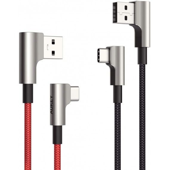 AUKEY CB-CMD33 Nylon cables USB - USB C | 2m | 90° | 3A | 60W PD | 20V (2 pcs.)